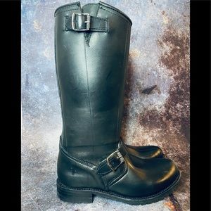 Frye Womens Engineering Shearling Tall Boot